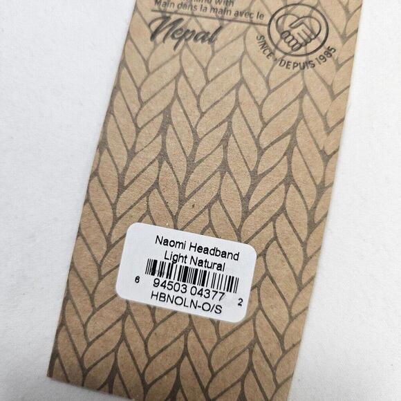 Lost Horizons Handcrafted Knit Wool Fleece Lined Oat Natural Floral Headband - Picture 3 of 8